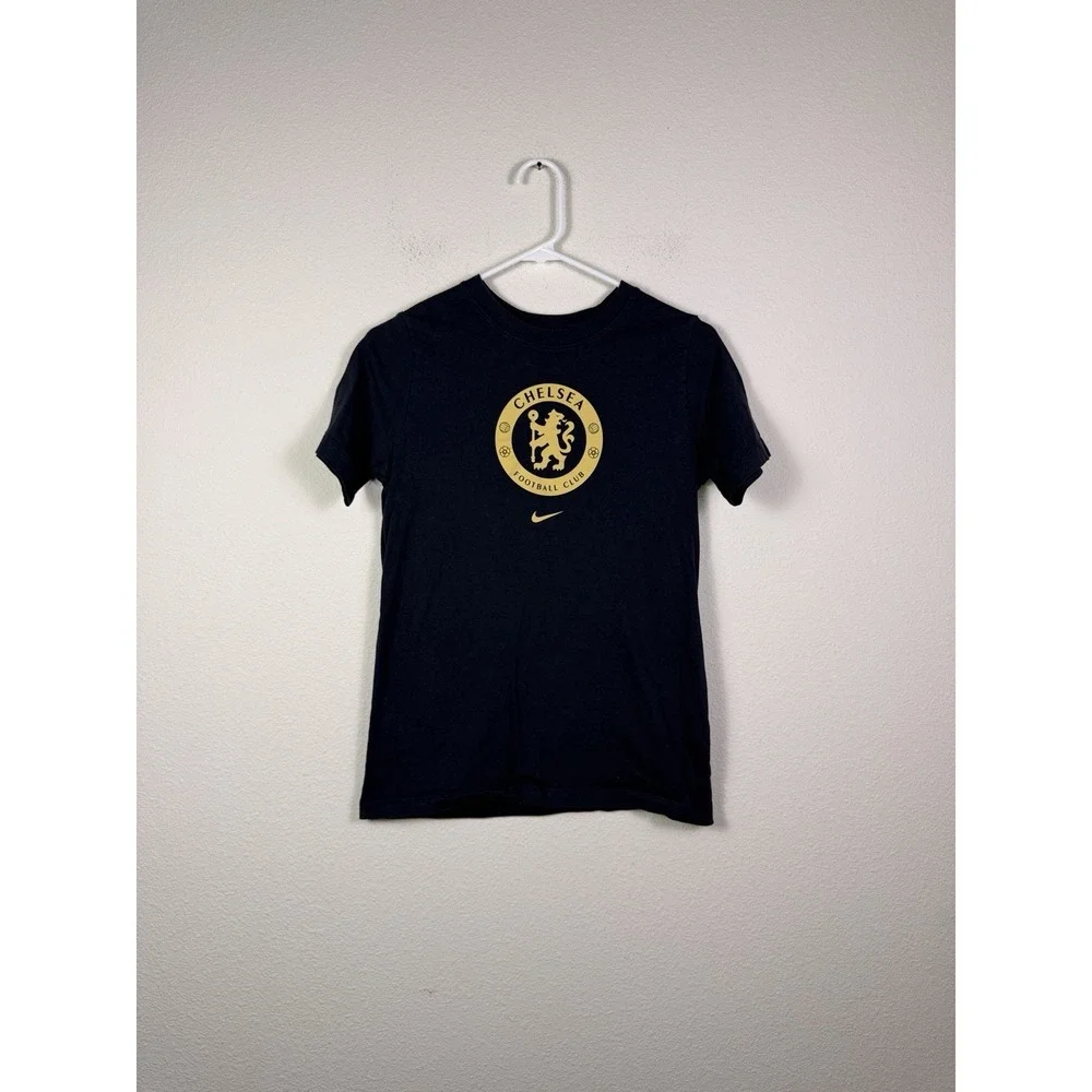 Nike Chelsea FC Football Club Black T-Shirt Boys Sz L Center Swoosh Soccer
